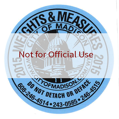 Weights and Measures compliance sticker