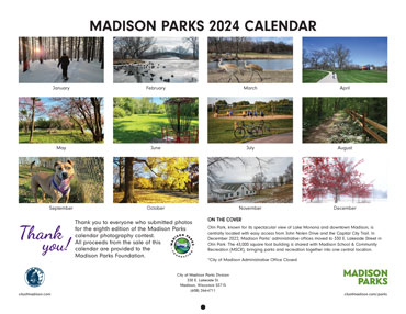 Back cover of Madison Parks 2024 Calendar