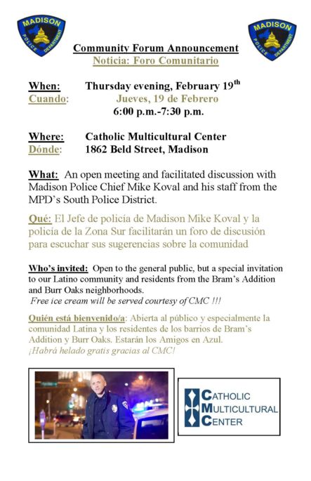 Chief Koval Community Forum Announcement
