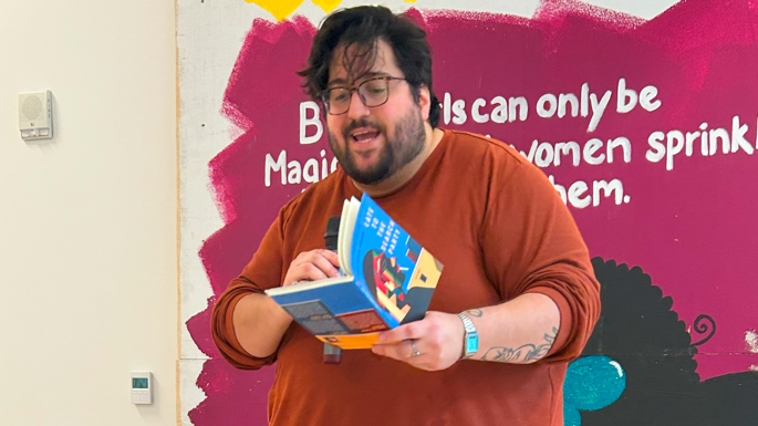 Madison Poet Laureate Steven Espada Dawson reads a poem from his book