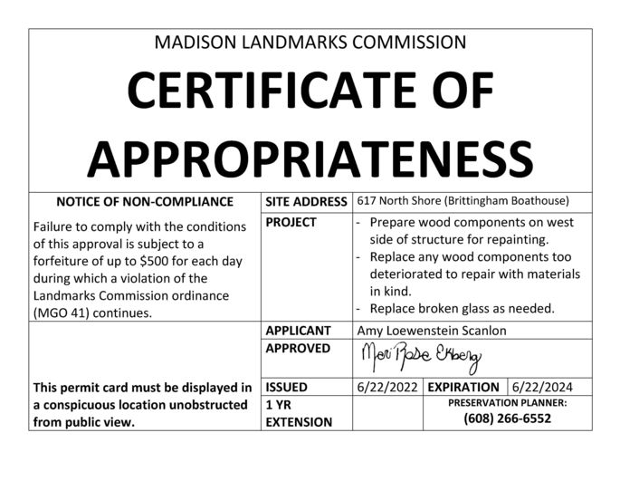 Certificate of Appropriateness