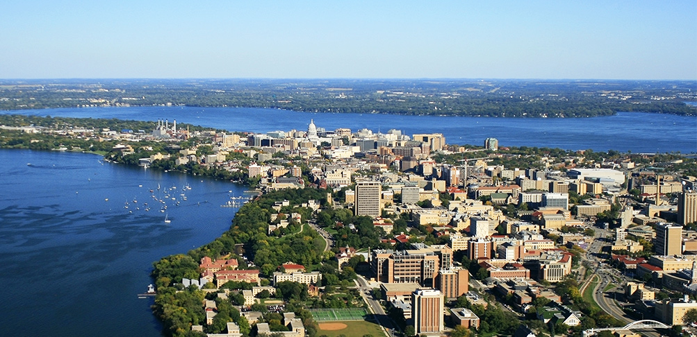 Aerial view of downtown Madison