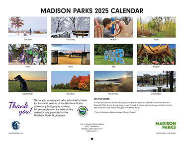 Back cover of Madison Parks 2024 Calendar