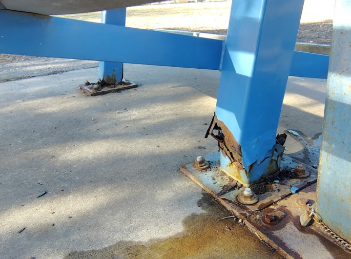 park kiosk with structural damage