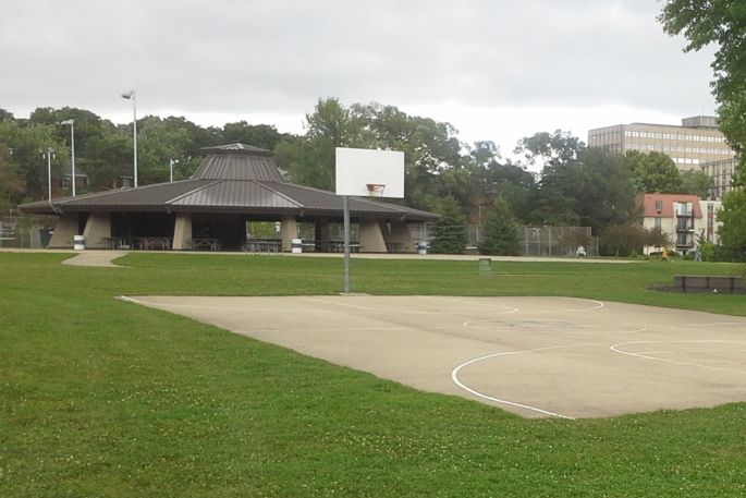 shelter and basketball court