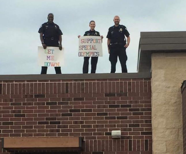 Officers on roof