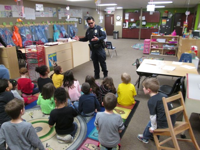 Officer Gatdula speaks to class