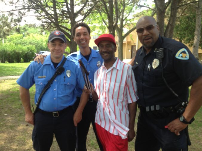 Henry Wilson, firefighters and Dave the Hotdog Chef