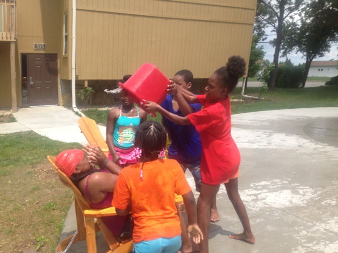 Kids at the splash park