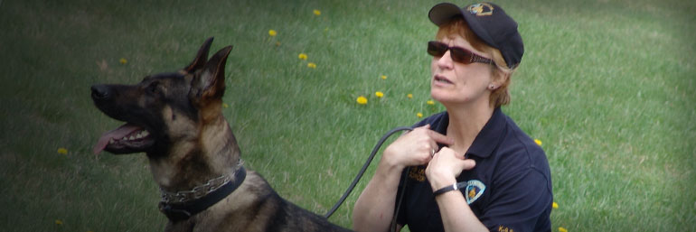 K9 officer and dog in training drill