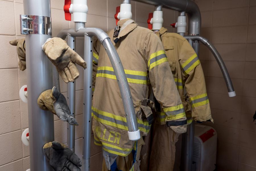 Turnout Gear Drying Station - Firefighters can wash and dry their turnout gear at Fire Station 7.