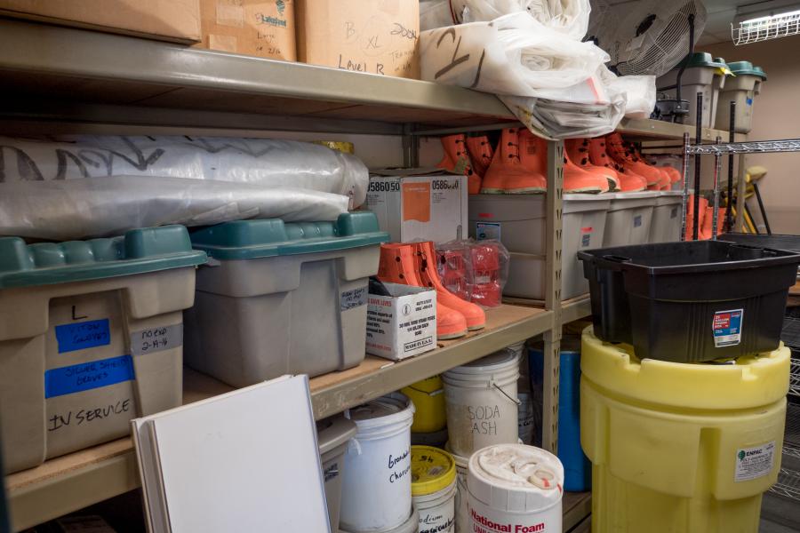 Station 7 Supplies - Station 7 has ample storage facilities for housing extra equipment needed for routine response, as well as hazardous material incidents.