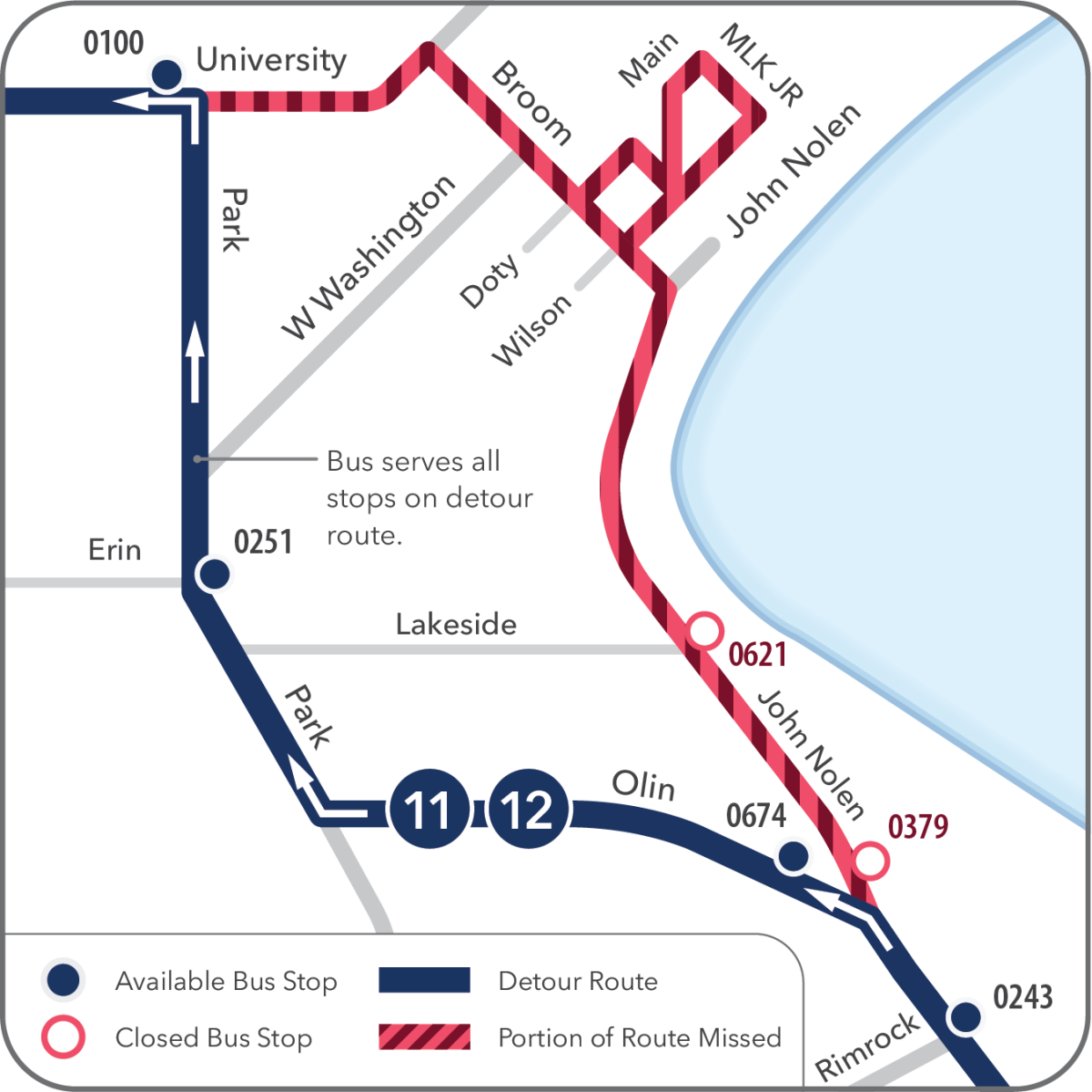 westbound route 11 and 12 map 