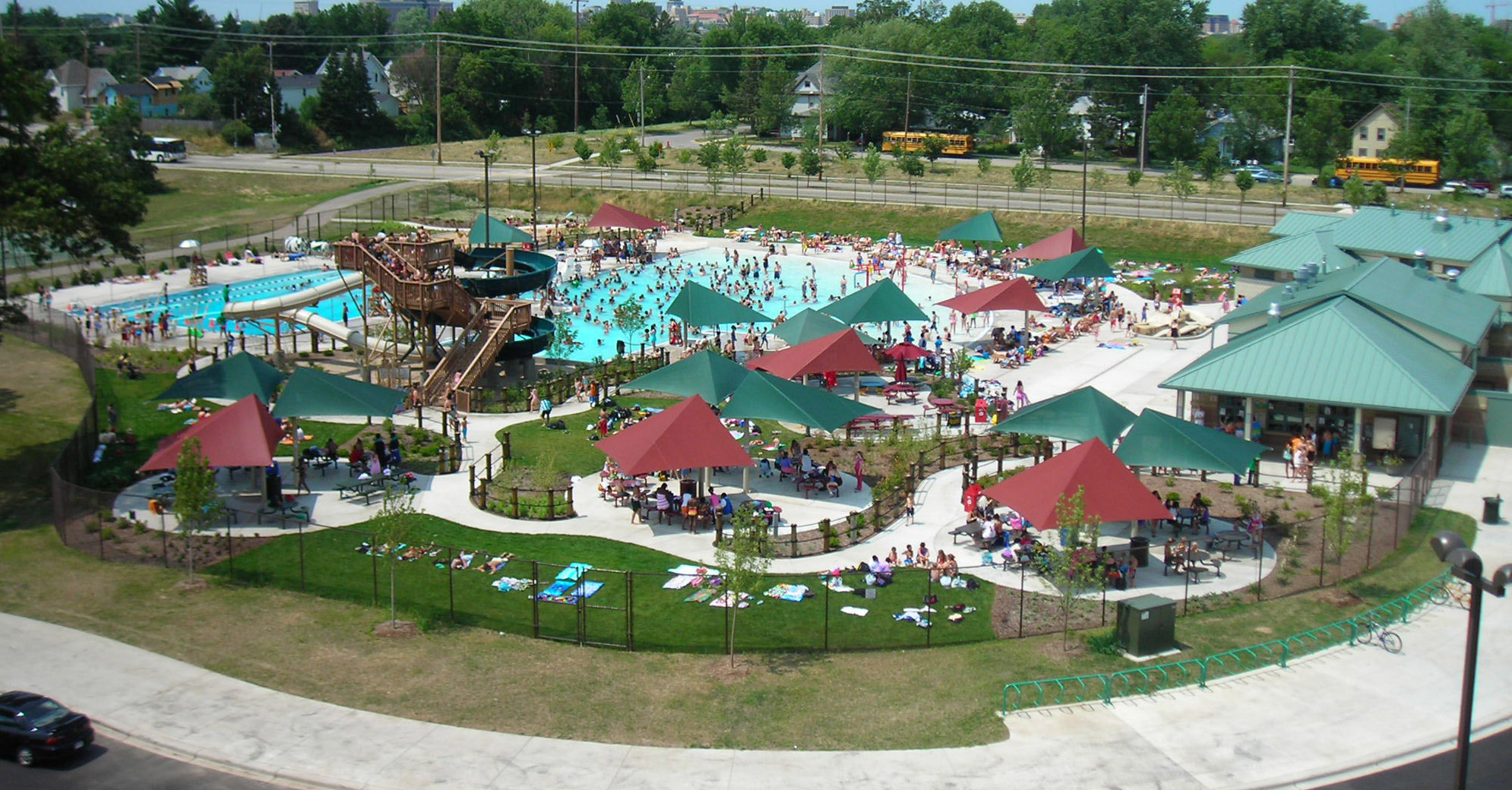 aerial view of goodman pool