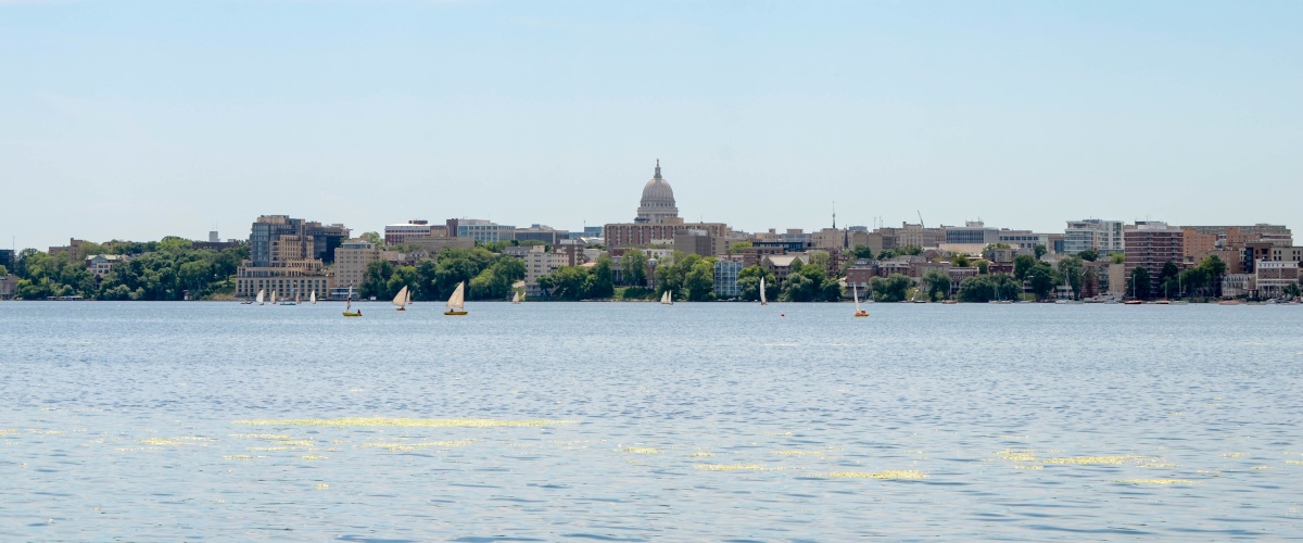 City skyline over Lake Monona.