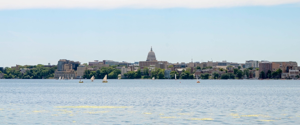 City skyline over Lake Monona.