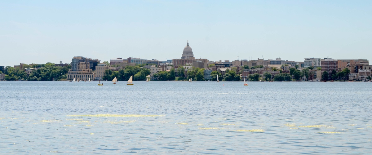 City skyline over Lake Monona.