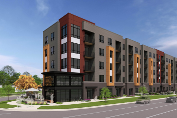 Concept image of the Fair Oaks Apartments proposal on E. Washington Ave.