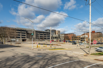 Block 113 formerly known as the Brayton Lot from the corner of Hancock and Main Streets
