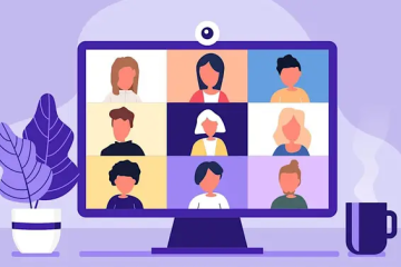 Event header image features a cartoon image of a computer with a Teams meeting on the screen.