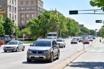Cars driving on University Avenue.
