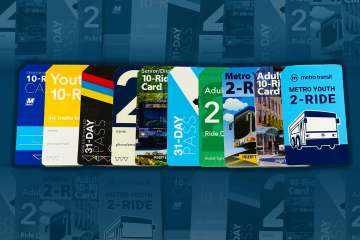 Illustration of old Metro Transit passes in a row. 