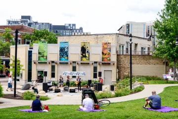 performers on stage at Peace park