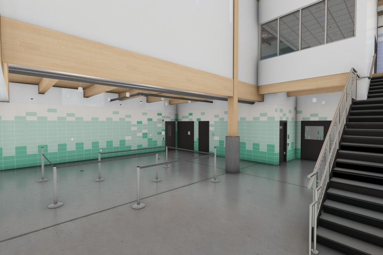 Rendering showing the proposed entryway to the men's shelter