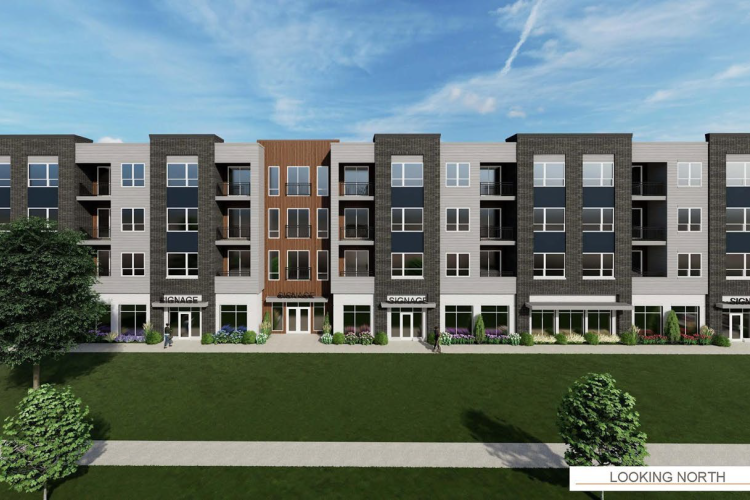 Computer rendering of proposed Merchant Place Senior apartments