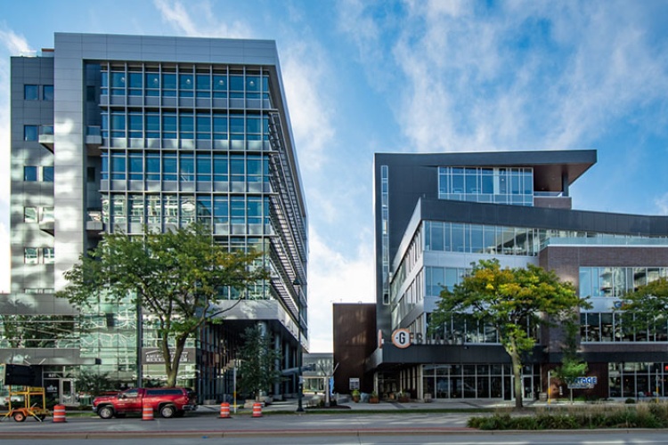 Two commercial buildings downtown.