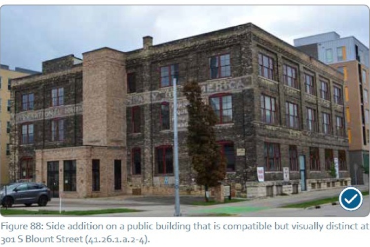 Side addition to historic building