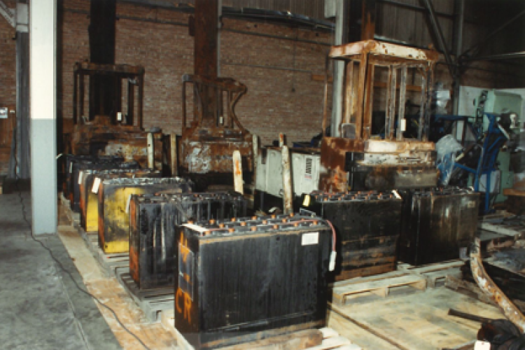 Forklift and battery storage