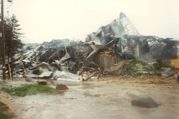 Collapsed structure on the Central Storage Warehouse property