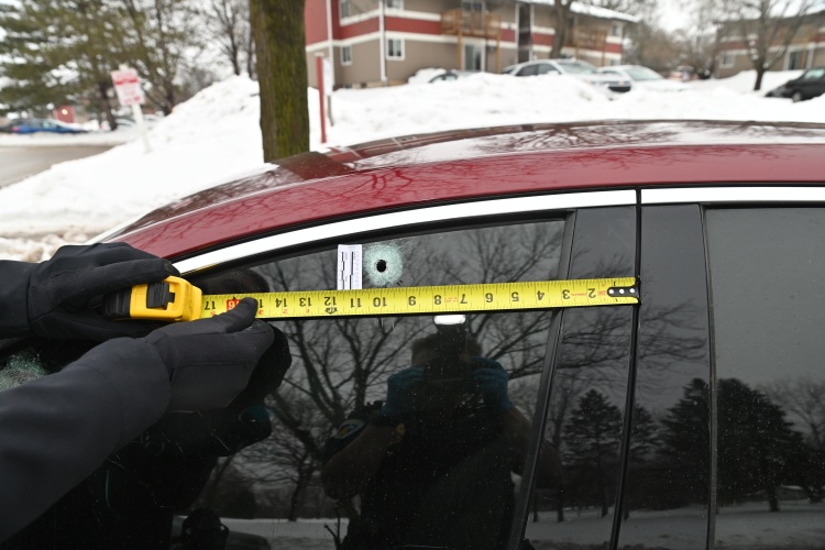 Measuring a bullet hole in a vehicle