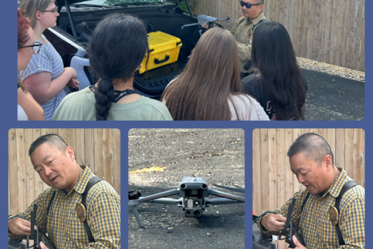 Officer shows community members an Unmanned Aircraft System