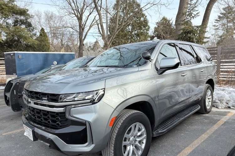 Unmarked Chevy Tahoe belonging to the Madison Police Department.