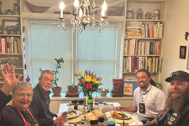 Community members host Detective Dzick and Officer Pfeil for a meal to get to know one another as part of one of our community engagement efforts