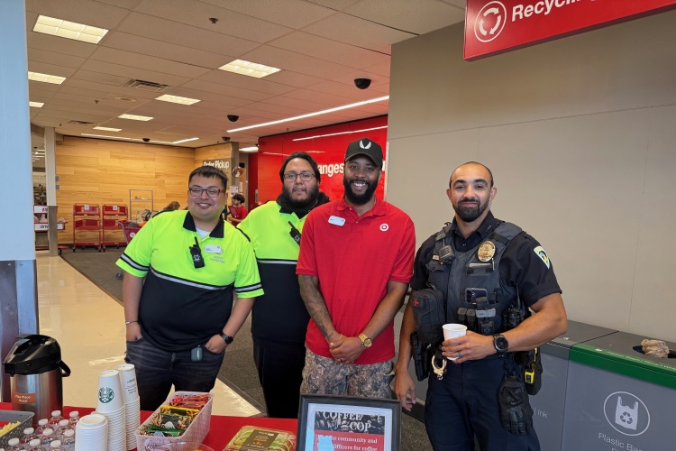 Officer Crowder attends a Coffee with a Cop event hosted by Target