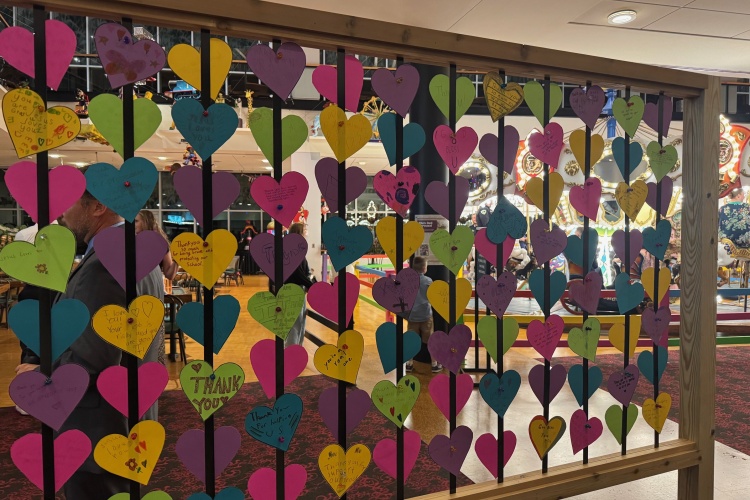 A display of handmade thank you cards from the Abundant Life Christian School academy