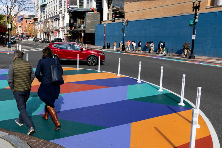 Asphalt art and flex posts