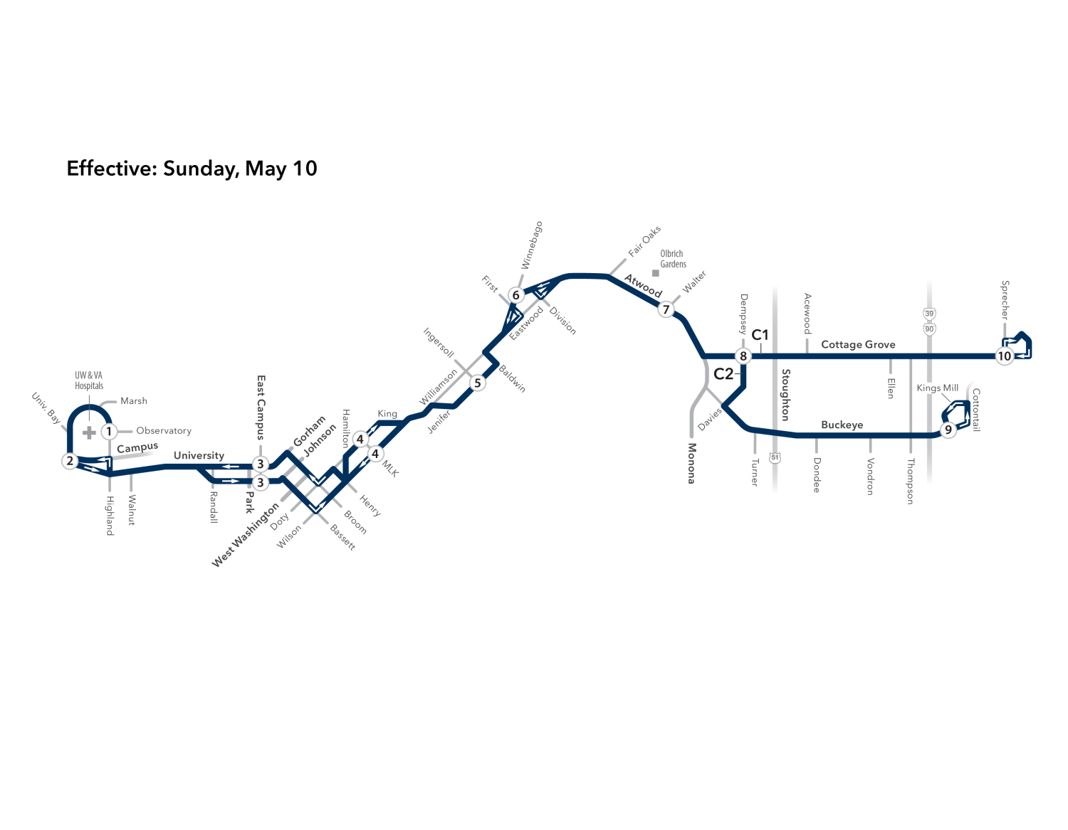 Route C Map - Effective: Sunday, May 10