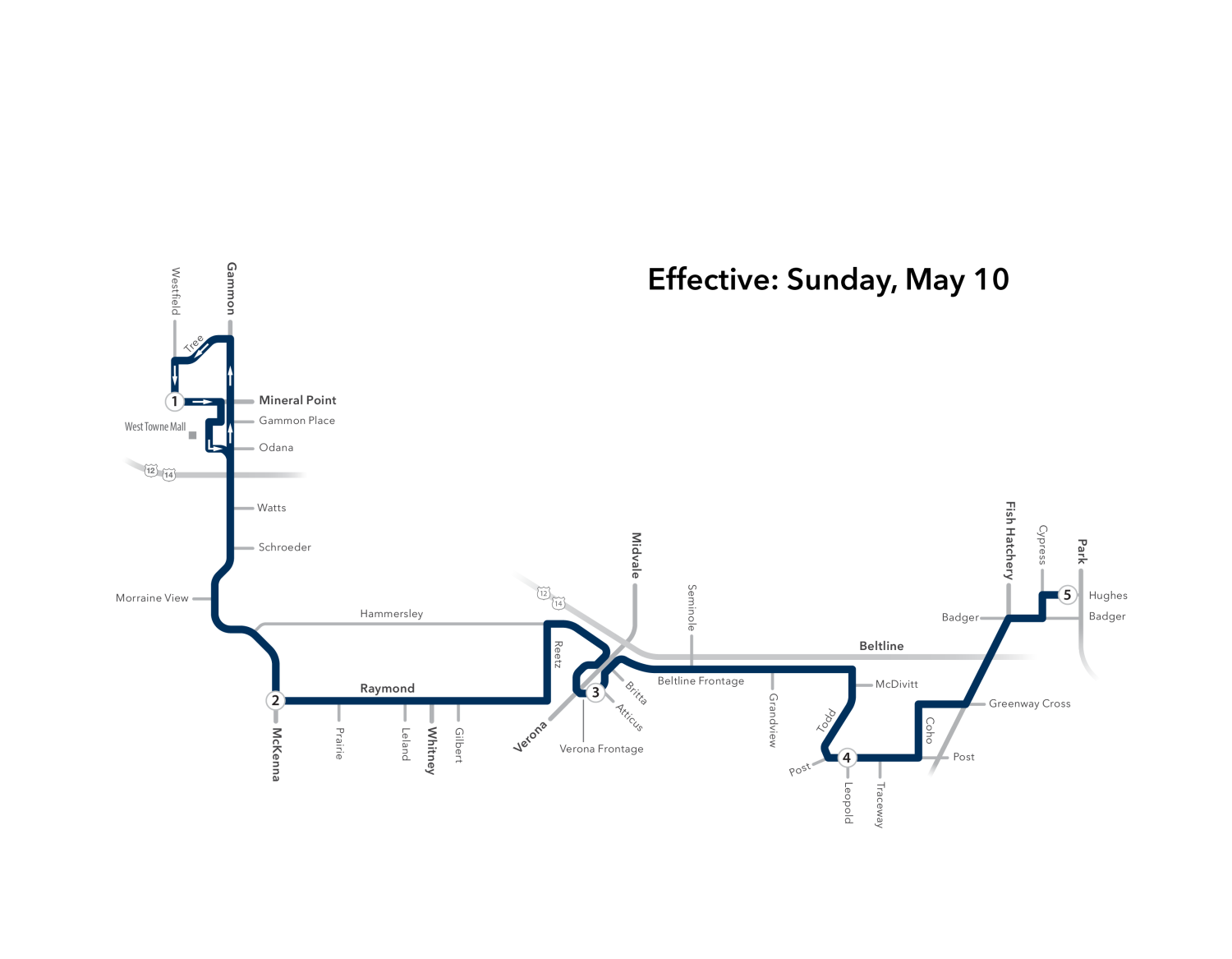 Route H Map - Effective: Sunday, May 10