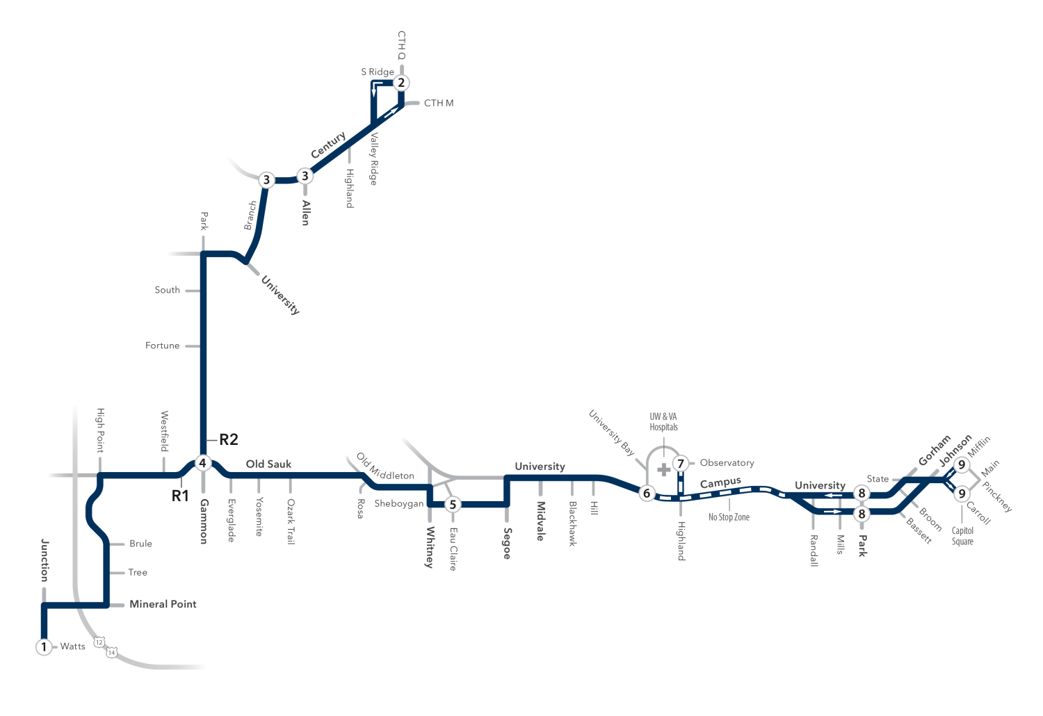 Route R map