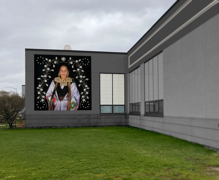 Digital mock-up showing where murals will be located outside of the Madison Public Market