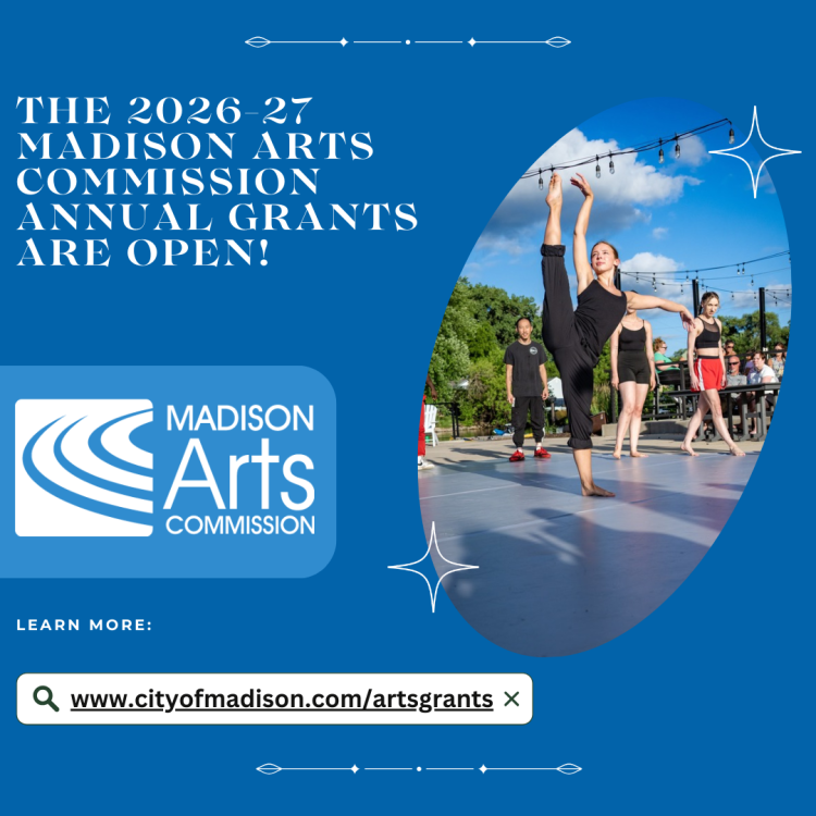 The 2026-2027 Madison Arts Commission annual grants are open! Learn more at www.cityofmadison.com/ArtsGrants