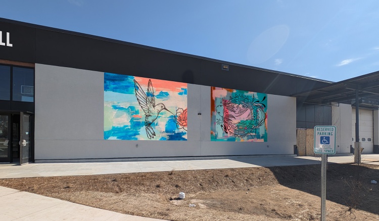 Digital mock-up showing where murals will be located outside of the Madison Public Market