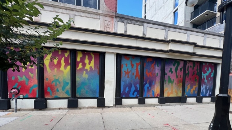 #59 Space Blob is a mix of colors merging together on the outside of Porta Bella