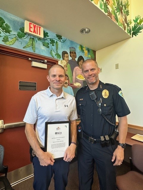 Detective Sergeant Mark Hull and Chief John Patterson. Detective Sergeant Hull receives the National Crime Agency Award for his role in an international investigation that led to the conviction of a dangerous online predator.