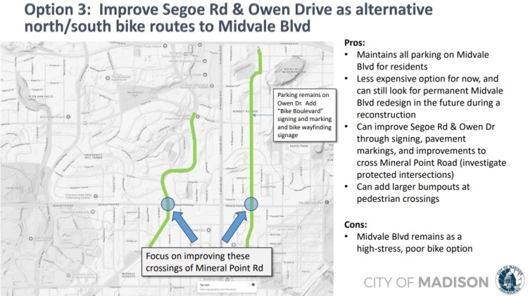 Option 3: Segoe Rd improvements and Owen drive bike Blvd