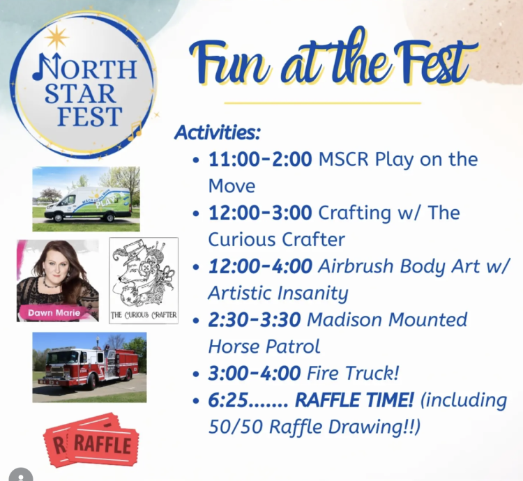 Flyer showing North Star Fest activity schedule.